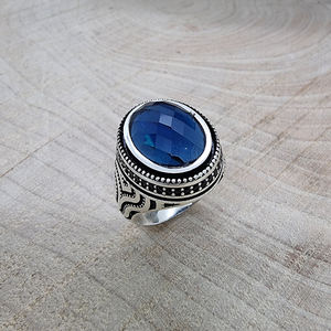 ไพลินผู้ชายแหวนเงินวินเทจชาติพันธุ์ปรับเครื่องประดับขายส่งแหวนเงินสำหรับผู้ชาย925เครื่องประดับเงินศิลปะการออกแบบแหวนขายร้อน - Product Image 2