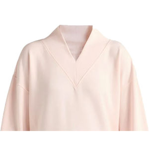 Organic Fleece Solid Windproof Breathable Eco-Friendly Custom Women's Oversized Polyester/Cotton V-Neck Pullover <b>Sweatshirt</b> <b>pink</b> - Product Image 4