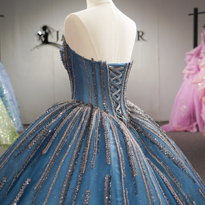 6960 Popularity Blue Sweetheart Sequined 15 <b>Debutant</b> Ball Gown Evening <b>Dresses</b> - Product Image 6