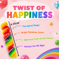 Sucettes Arc-en-ciel Faits Main en Gros, Halal, pour Enfants, Saveurs Fruitées Mixtes, Bonbons Durs en Spirale pour Fêtes Amusantes