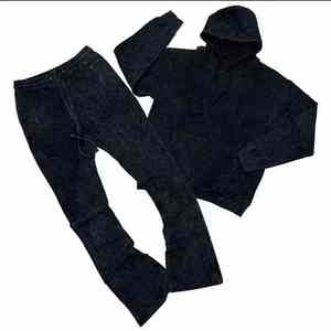 Conjunto Deportivo de Alta Calidad con Lavado Ácido, 100% Algodón, Peso Pesado 280-300 GSM, Sudadera con Capucha y Pantalones de Chándal para Hombre - Product Image 3