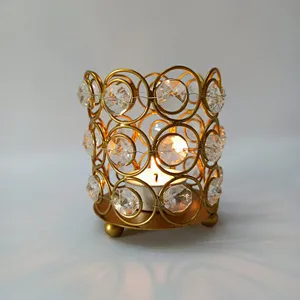 Ensemble de décoration de maison de noël cristal verre votif bougeoir fond 3 pieds boule utilisation toute l'année métal complété - Product Image 2