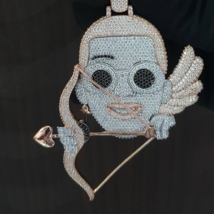 Pendentif en forme de dessin animé personnalisé certifié IGI VVS D Moissanite diamant plaqué or fin pendentifs breloques pour hommes bijoux chrétiens - Product Image 1