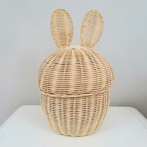 Kids <b>storage</b> container bin wholesale <b>baskets</b> girls room accessories bunny <b>rattan</b> <b>basket</b> with lid - Product Image 5