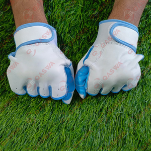 Gants de frappeur de Baseball professionnels nouveaux gants de Protection des mains en cuir à manchette courte de couleur bleu et blanc - Product Image 5