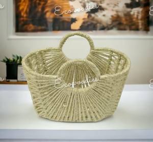 Bolsos de hombro de yute de bambú de diseño elegante para mujer, bolso de moda de yute de Color Natural, bolso de playa de hombro para niña - Product Image 4