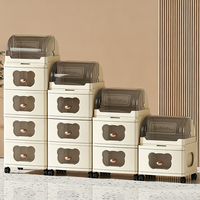 Boîte de rangement pour articles de bébé à 2/3/4/5 étages, design de dessin animé, chariot de rangement en plastique à roulettes avec tiroirs coulissants