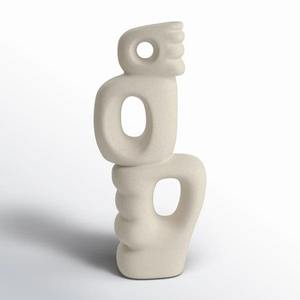 Objets de table sculpturaux blancs élégants, pièces d'art décoratives minimalistes pour le style moderne de la maison et du bureau, fabriqués à la main en Inde - Product Image 1