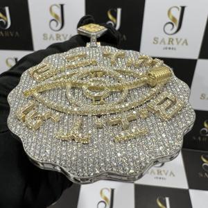 Collier pendentif en moissanite de luxe VVS, argent sterling 925, plaqué or sur mesure, pendentifs fins, breloques, certifié IGI, passe le test du diamant - Product Image 6