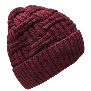 Bonnet en tricot unisexe confortable et chaud de couleur unie avec étiquette personnalisée pour hommes et femmes à carreaux-Bonnets à prix de gros - Product Image 2