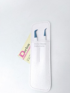 แหนบต่อขนตาสแตนเลสอย่างดี ปลายพลาสมาสีฟ้า ด้ามจับสีขาว รับสกรีนโลโก้ - Product Image 2