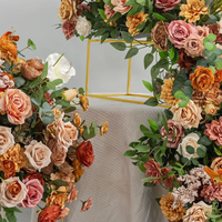 Décoration de mariage de luxe, centre de table floral, rose artificielle en soie, couleur champagne, corail, rose blush, couleurs d'automne, centre de table fleuri