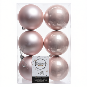 Amicasa Juego de 6 Bolas de Navidad de Plástico Rosa Pálido de 8 cm 9022114 Adornos de Bolas Decoraciones para Árboles de Navidad - Product Image 2