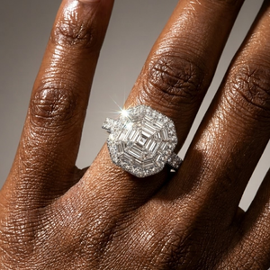 Fabricants de bijoux chinois, meilleures ventes : Bague de mariage classique en or blanc 18 carats, diamant de haute qualité taille brillant, style cluster, taille pie-cut - Product Image 4