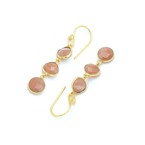 Dua ต่างหูทองเหลืองชุบทอง18K ลายมูนสโตนสำหรับผู้หญิงทำด้วยมือไม่เป็นรูปร่างต่างหูแบบอินเดีย - Product Image 3