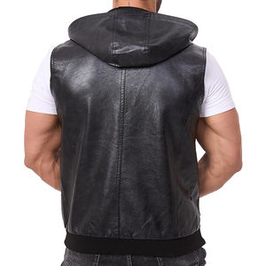 Gilet en cuir pour homme 2025, personnalisé, véritable cuir de motard, épais, tricoté pour l'hiver, avec poche décorative, service OEM - Product Image 2