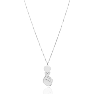 Collar con Colgante de Dedo con Diseño de Corazón, Forma Simple, Hecho a Mano en Turquía, Joyería de Plata de Ley 925 al por Mayor - Product Image 3