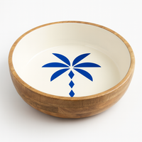 Mangkuk kayu mangga desain pohon palem emas, buatan tangan dekorasi Salad buah melayani piring dapur kayu Artisan pedesaan