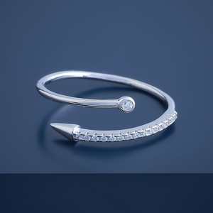 Bague en argent 92,5 à motif géométrique avec placage rhodium et or, ornée de zircon et sertie clos – Bijoux-176657 - Product Image 3