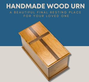 Urna Funeraria Extra Grande de Madera de Aliso con Cruz de Nogal para Cenizas, Artículos Funerarios de Madera - Product Image 2