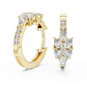 Elegantes pendientes de tuerca de diamante de pera cultivada en laboratorio amarillo de 14 quilates de oro sólido para fiestas de mujeres y regalos de compromiso - Product Image 2