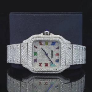 Luxe hommes Moissanite glacé Buss vers le bas montre personnalisé analogique cadran en verre affichage montre rappeur bijoux cadeau pour lui - Product Image 4