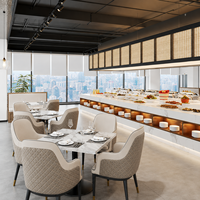 Ensemble de table à manger moderne et créatif pour restaurant commercial, 4 chaises avec dossier incurvé, chaise de qualité professionnelle pour restauration rapide