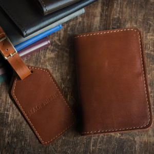 Cartera para pasaporte, Funda personalizada, soporte de cuero y juego de etiquetas para equipaje para hombres, 2017 - Product Image 1