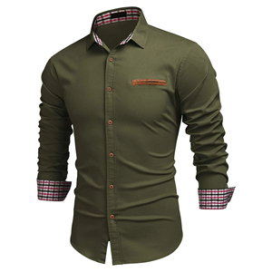 Camisa de Vestir Personalizada para Hombre, Transpirable, Casual, de Manga Larga, Cuello Alto, Color Sólido, para Otoño, con Bolsillo en el Pecho - Product Image 2