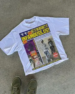 American Fashion Men's Loose Short <b>T</b>-<b>shirt</b> Oversized Letter Printing Gothic Casual Joker Street Wear 100% Cotton Hip-Hop Style - Product Image 5