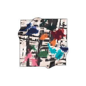 Beige Cotton Square Abstract Pattern Fashion <b>Scarf</b> - Product Image 2