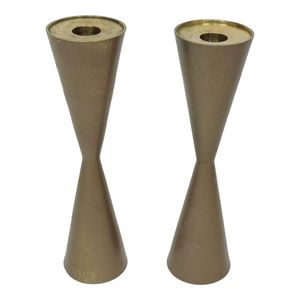 Set of 2 <b>Gold</b> <b>Pillar</b> <b>Candle</b> Holder with a Touch of Royal Look to Your Home Decor - Product Image 2