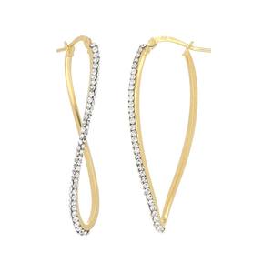 Pendientes de Aro Estilo Ola de Alta Calidad al por Mayor, Amarillos con Cristales, Chapados en Oro de 18K, Plata de Ley 925 - Product Image 2