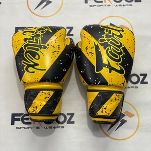Gants de boxe Fairtex entièrement imprimés jaune/noir pour Muay Thai, sparring, entraînement de kickboxing, MMA, arts martiaux mixtes, personnalisables - Product Image 2