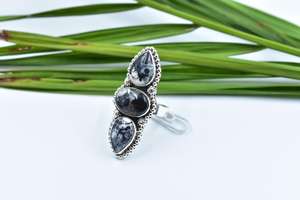 Handmade White Buffalo Sterling Silver Adjustable Crawler <b>Statement</b> <b>Ring</b> for Women for Weddings and Parties - Product Image 5