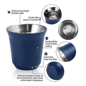 Tasse à expresso en acier inoxydable avec logo personnalisé, double paroi isolée, verre à shot, vente en gros - Product Image 2