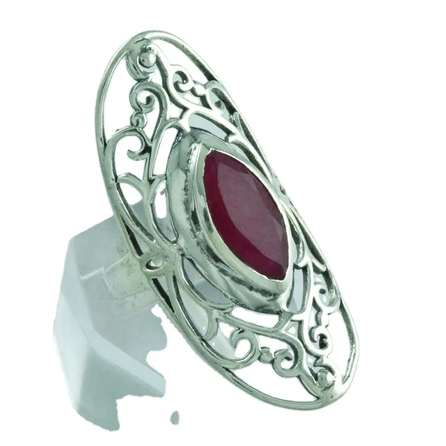 Stylish Charm Ruby Agate Gemstone 925 Sterling Silver Ring, Wholesale Silver Jewelry, Fashion 925 Jewellery