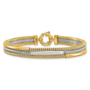 Bracelet multi-brins en maille géométrique polie en rhodium 14 carats de Leslie pour cadeau - Product Image 3