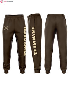 Pantalon de survêtement en molleton orange marron personnalisé respirant en coton Style décontracté taille élastique fermeture à taille moyenne à plat pour l'automne - Product Image 5