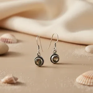 Pendientes de Cuarzo Ahumado Chapados en Oro de 18K para Mujer, Joyería Elegante para Bodas - Product Image 1