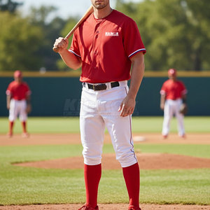Uniforme de baseball tendance pour hommes, tissu en polyester léger et respirant, personnalisable, coupe confortable, vêtements d'entraînement pour les sports d'équipe - Product Image 3