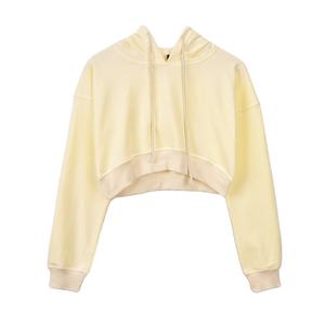 Sweat-shirt Curto à capuche court pour femmes couleur sweat à capuche court Logo avant pull à manches longues pour exercice de danse tailles S M L XL - Product Image 2