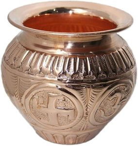 Olla de agua de Lota redonda de cobre hecha a mano para beneficios de salud holística uso espiritual y consumo diario de agua ecológico - Product Image 1