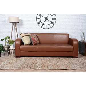 Vintage Rug 3x7.5 ft, <b>Brown</b> White Plants & trees <b>Wool</b> Turkish Rug - Product Image 4