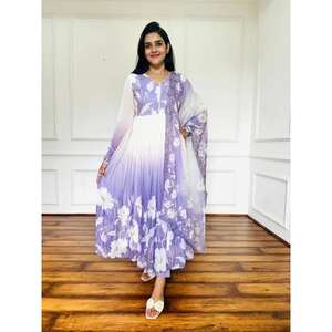 NUEVO DISEÑO DE VESTIDO DE FIESTA con PENT DUPATTA, TELA GEORGETTE SINTÉTICA PESADA, ESTILO CASUAL REVERSIBLE, ESTAMPADO DIGITAL - Product Image 1