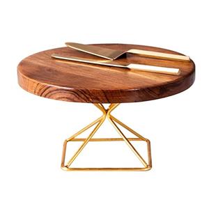 Soporte de madera para pasteles con acabado natural, estante redondeado para servir pasteles para hotel y restaurante, soporte multifuncional para servir - Product Image 1