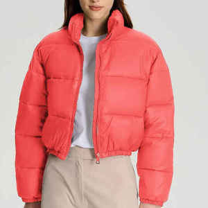 Custom High Quality Women Casual Ladies Short Outwear Clothes Winter With Hood Crop Puffer Jacket for Women - Product Image 1