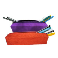 Estuche para Lápices de Yute Morado y Naranja, Estilo Bohemio, Resistente al Agua, con Cierre de Cremallera, para Bolígrafos y Artículos de Papelería, Diseño Unisex, 11 Pulgadas