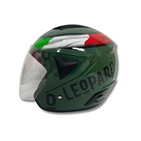 Nouveau casque demi-face italien à rayures vertes brillantes de haute qualité |   Visière en matériau ABS transparent/argenté/iridium/arc-en-ciel |
