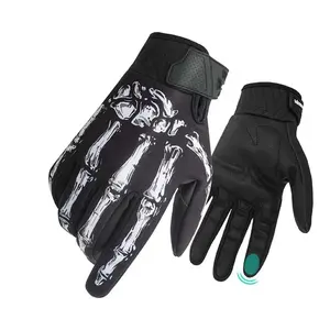 Luvas de motocicleta de fleece para inverno, luvas quentes esqueleto para homens e mulheres